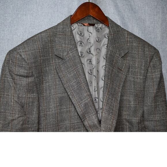 Nat Nast Luxury Originals XL Wool Bamboo Silk Blend Sport Coat Blazer Gray Plaid - Picture 2 of 4